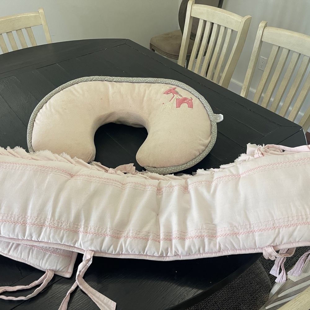 Pottery Barn Kids Pink and Gray Neck Pillow